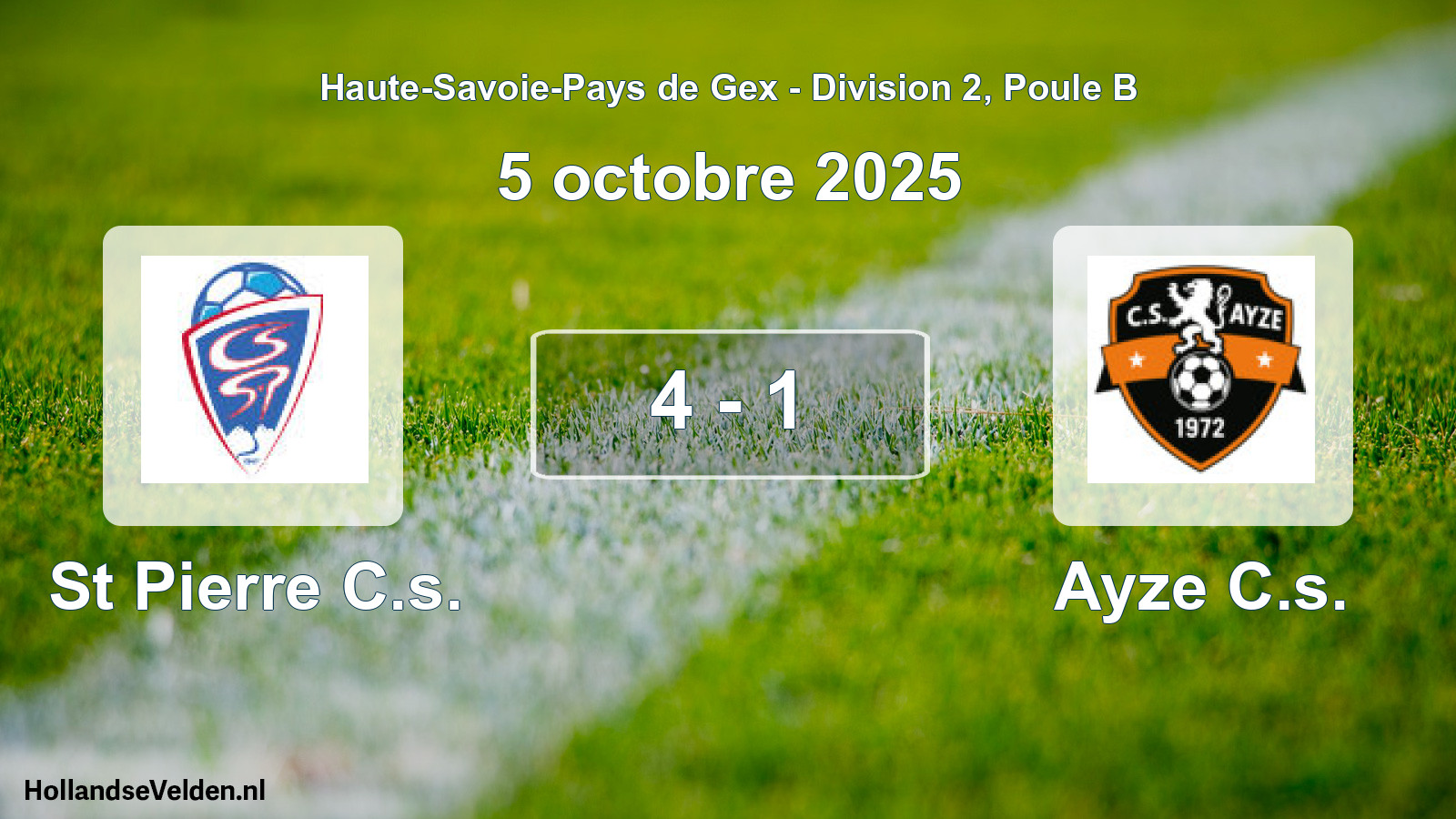 Match joué: St Pierre C.s. - Ayze C.s. 4 - 1 (5 octobre 2025)