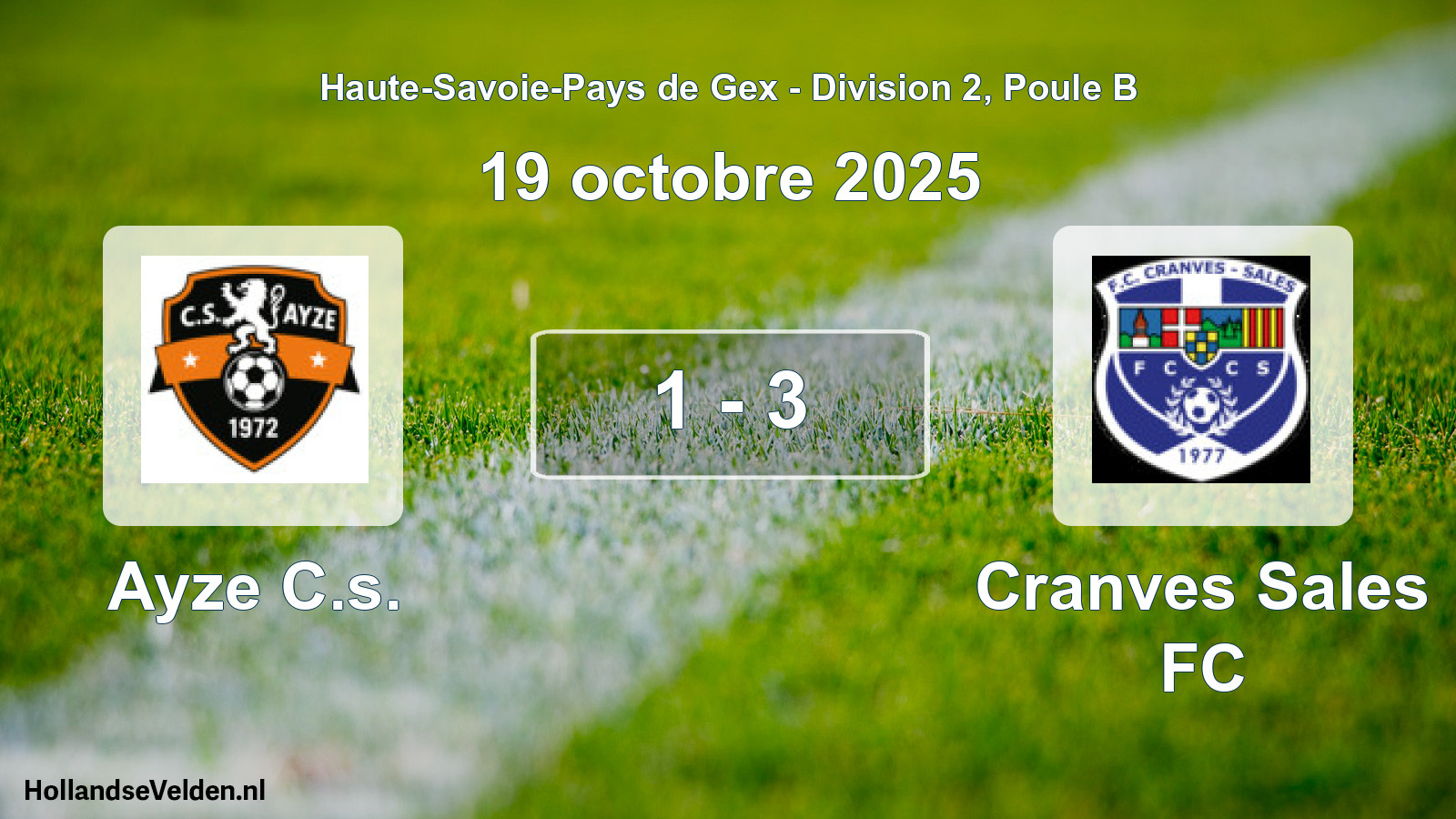 Match joué: Ayze C.s. - Cranves Sales FC 1 - 3 (19 octobre 2025)