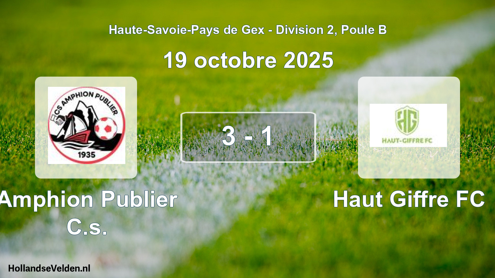 Match joué: Amphion Publier C.s. - Haut Giffre FC 3 - 1 (19 octobre 2025)