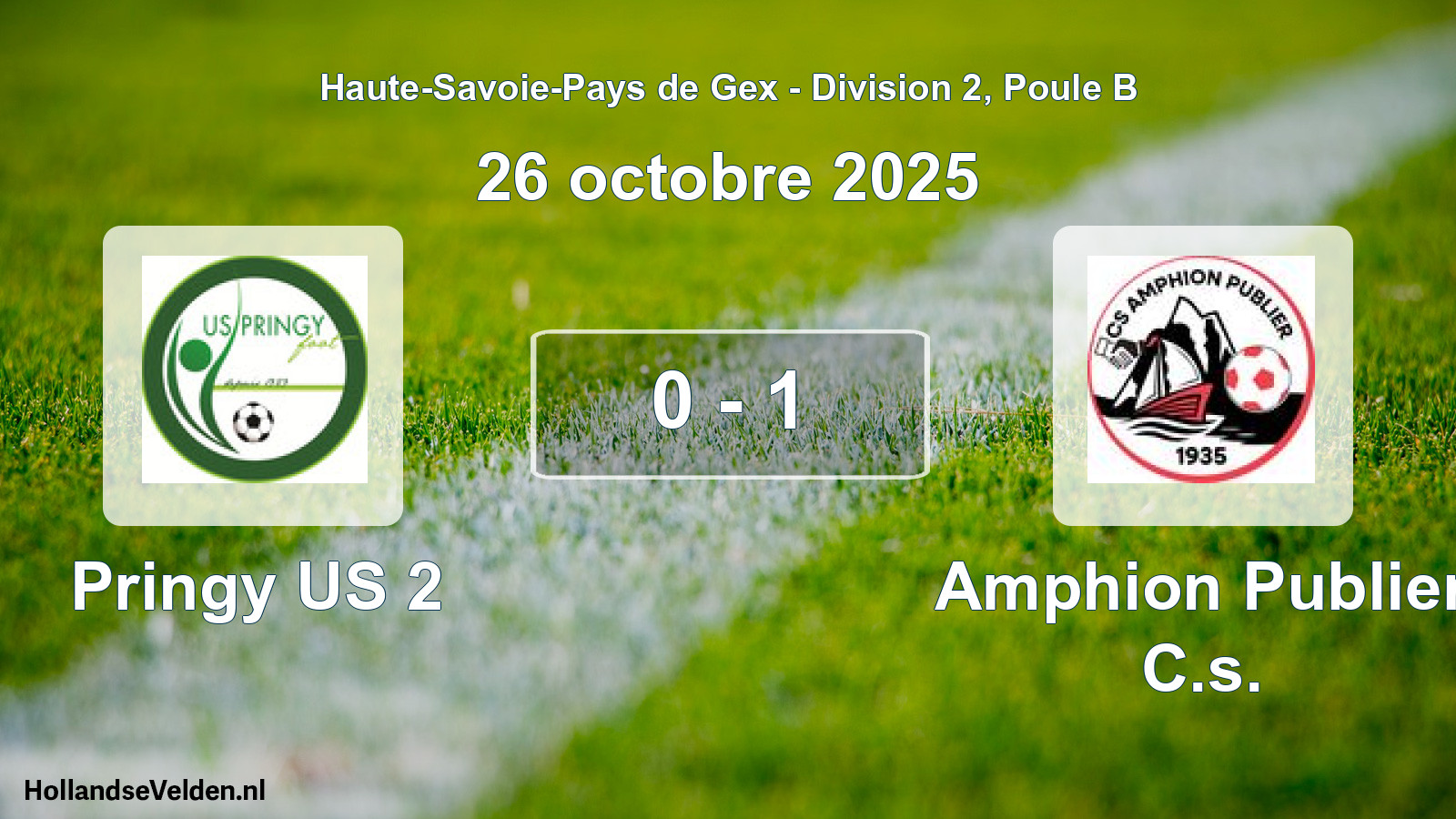 Gespeelde wedstrijd: Pringy US 2 - Amphion Publier C.s. 0 - 1 (26 oktober 2025)
