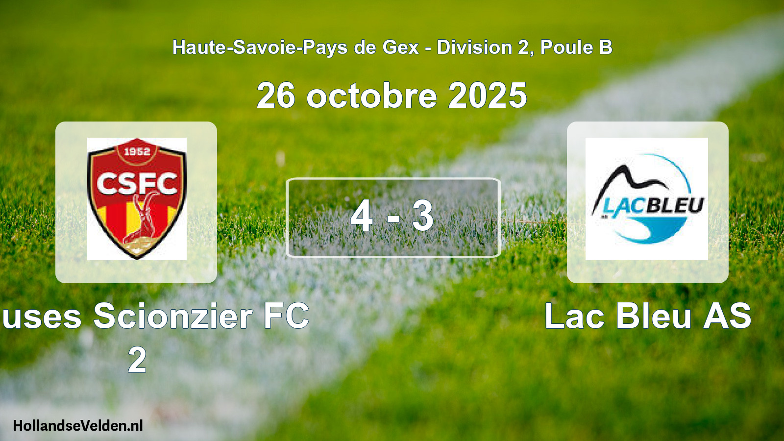 Gespeelde wedstrijd: Cluses Scionzier FC 2 - Lac Bleu AS 4 - 3 (26 oktober 2025)