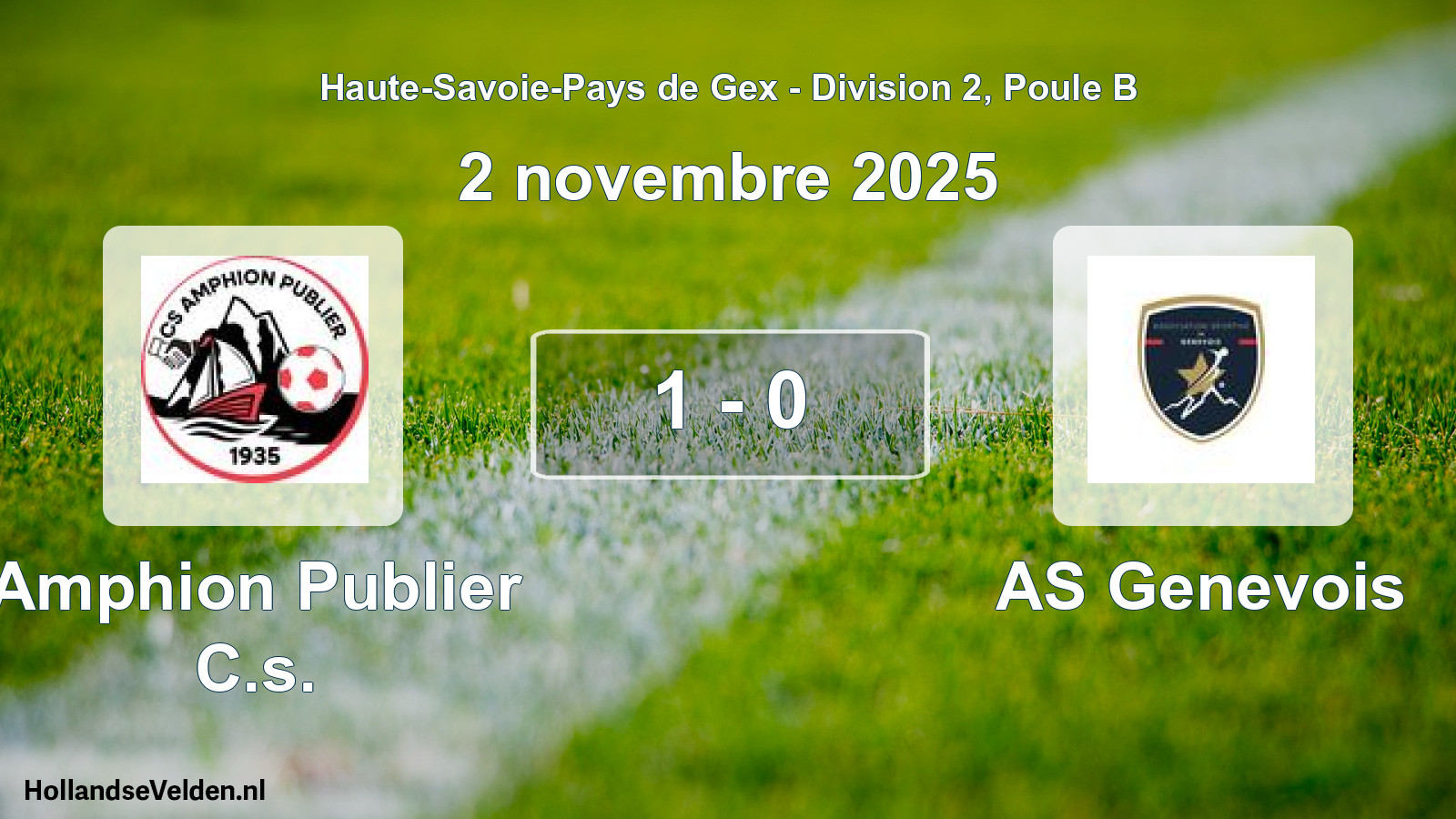 Total number of matches played: Amphion Publier C.s. - AS Genevois 1 - 0 (2 November 2025)