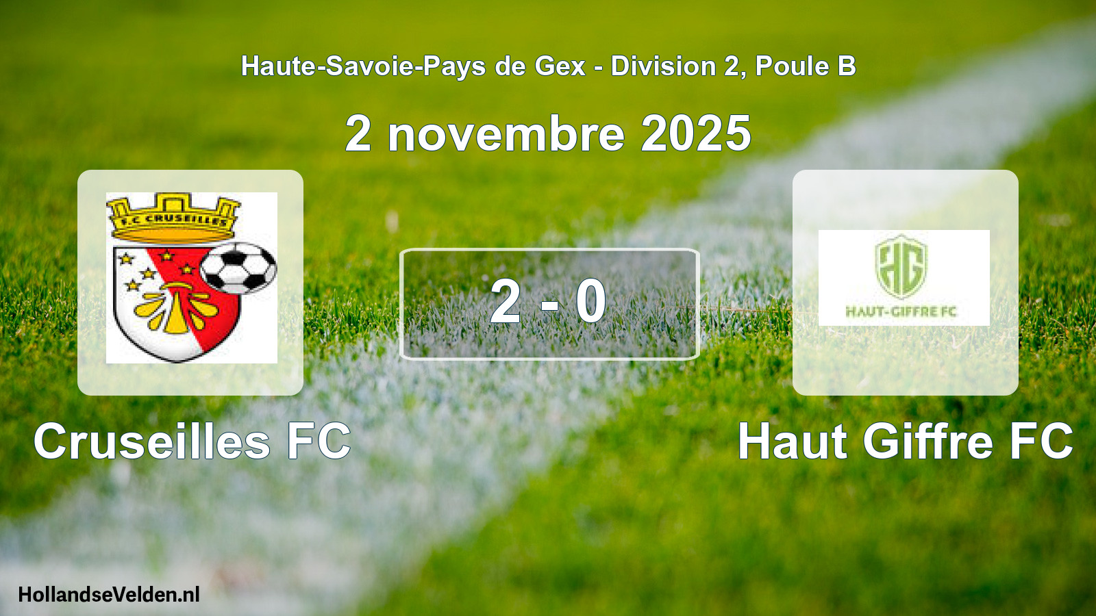 Match joué: Cruseilles FC - Haut Giffre FC 2 - 0 (2 novembre 2025)