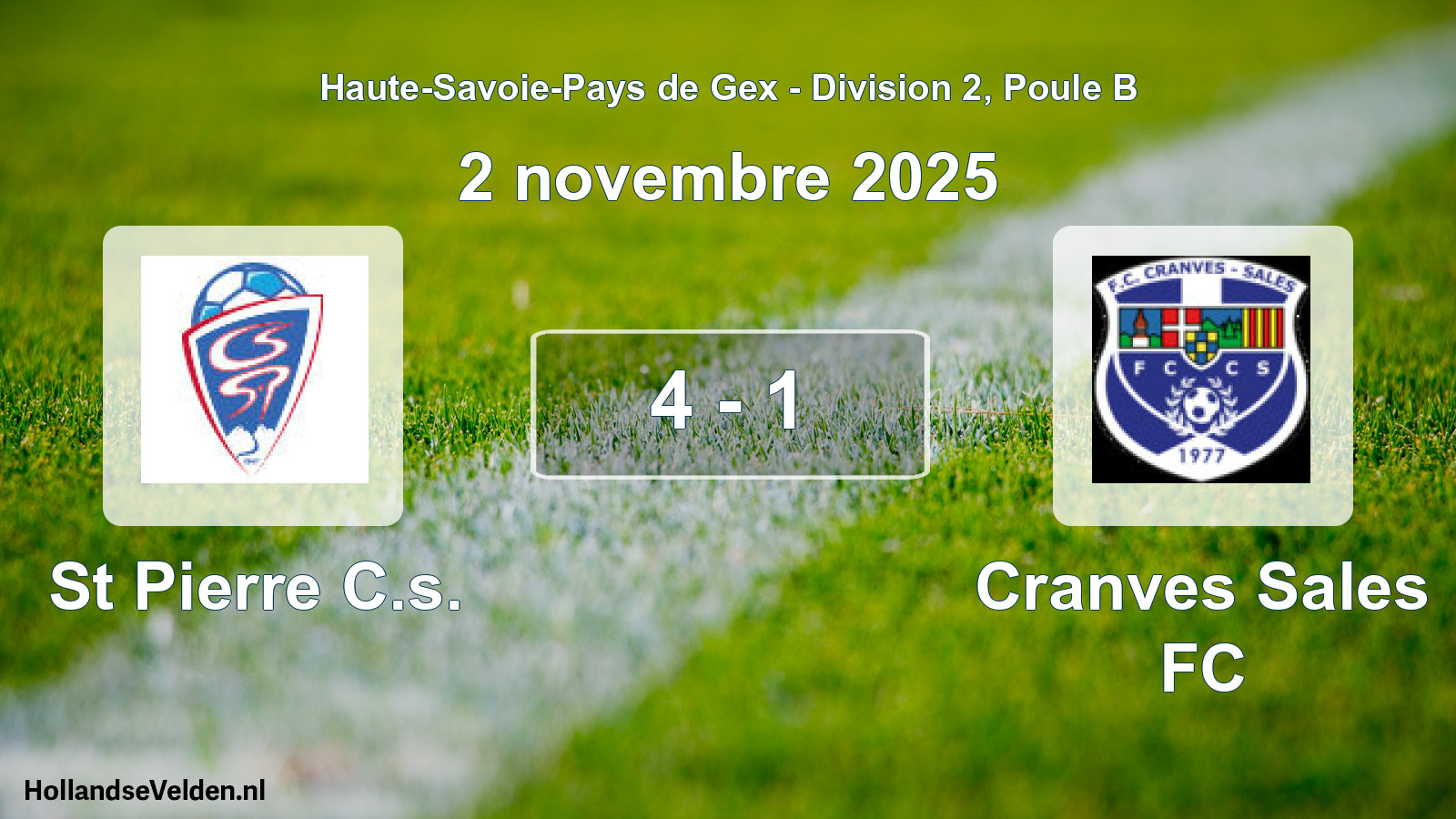 Gespeelde wedstrijd: St Pierre C.s. - Cranves Sales FC 4 - 1 (2 november 2025)