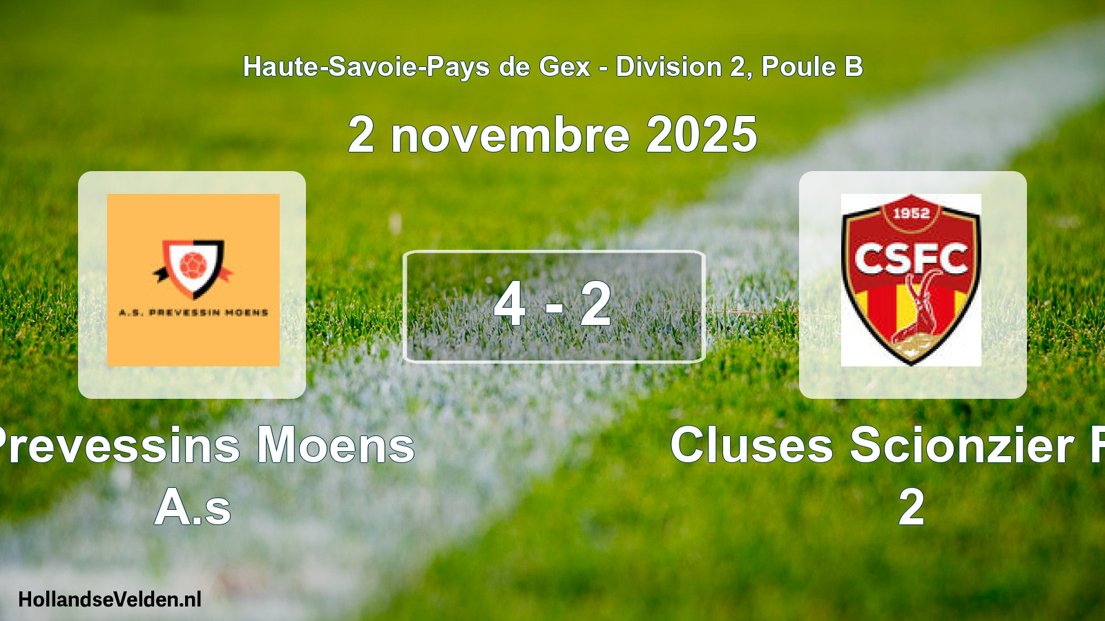 Gespeelde wedstrijd: Prevessins Moens A.s - Cluses Scionzier FC 2 4 - 2 (2 november 2025)