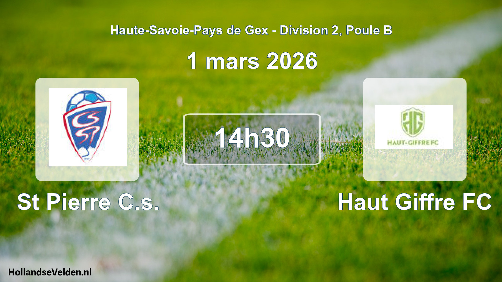Match programmé: St Pierre C.s. - Haut Giffre FC (1 mars 2026)