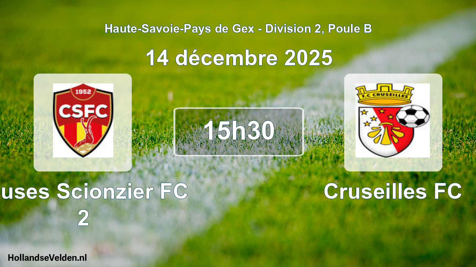 Match programmé: Cluses Scionzier FC 2 - Cruseilles FC (14 décembre 2025)