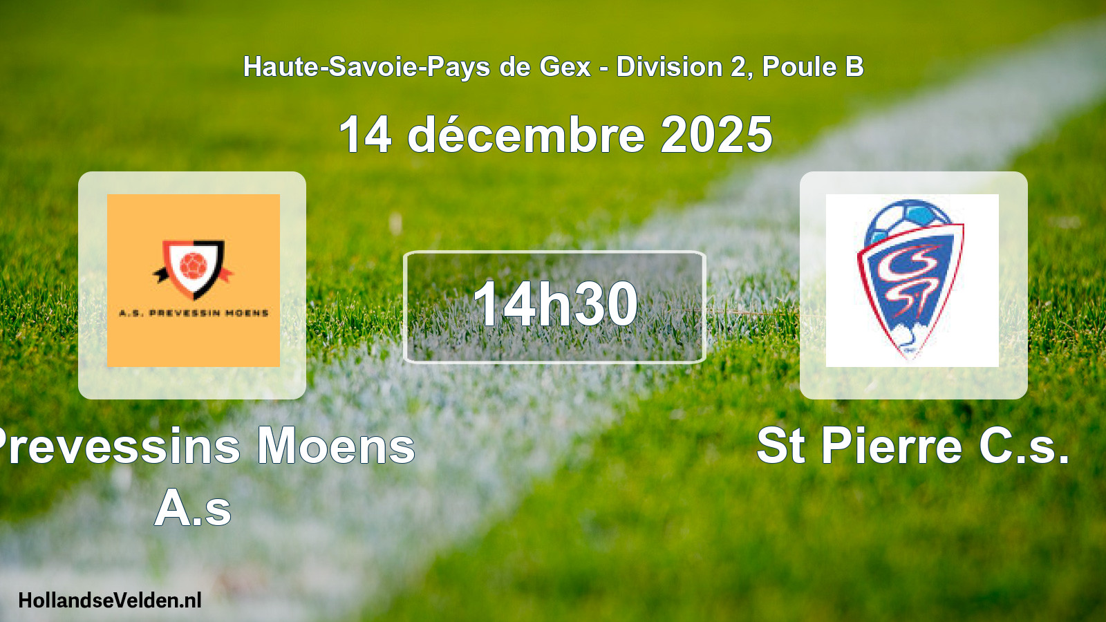 Match programmé: Prevessins Moens A.s - St Pierre C.s. (14 décembre 2025)
