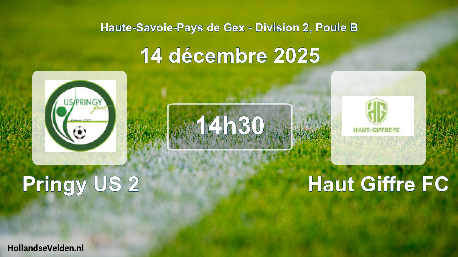 Geplande wedstrijd: Pringy US 2 - Haut Giffre FC (14 december 2025)