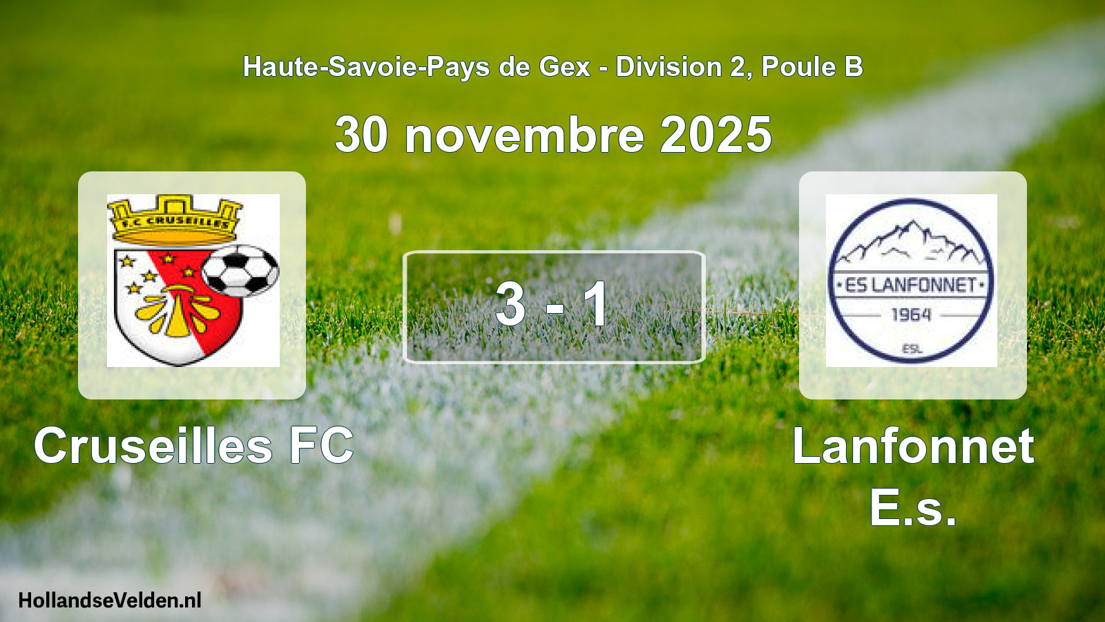 Gespeelde wedstrijd: Cruseilles FC - Lanfonnet E.s. 3 - 1 (30 november 2025)