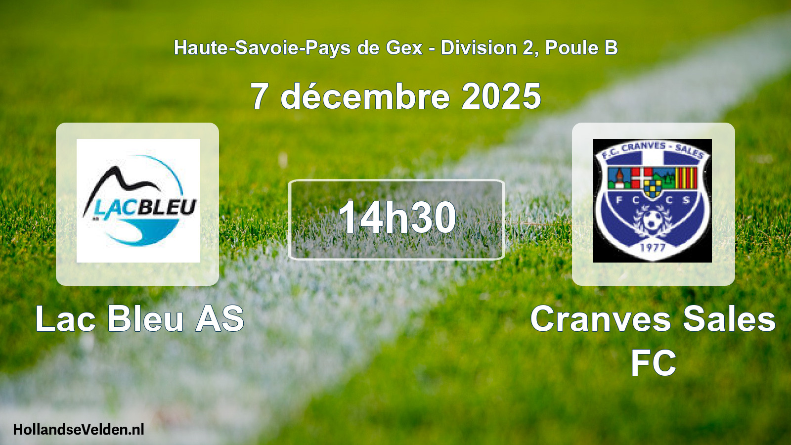 Match programmé: Lac Bleu AS - Cranves Sales FC (7 décembre 2025)