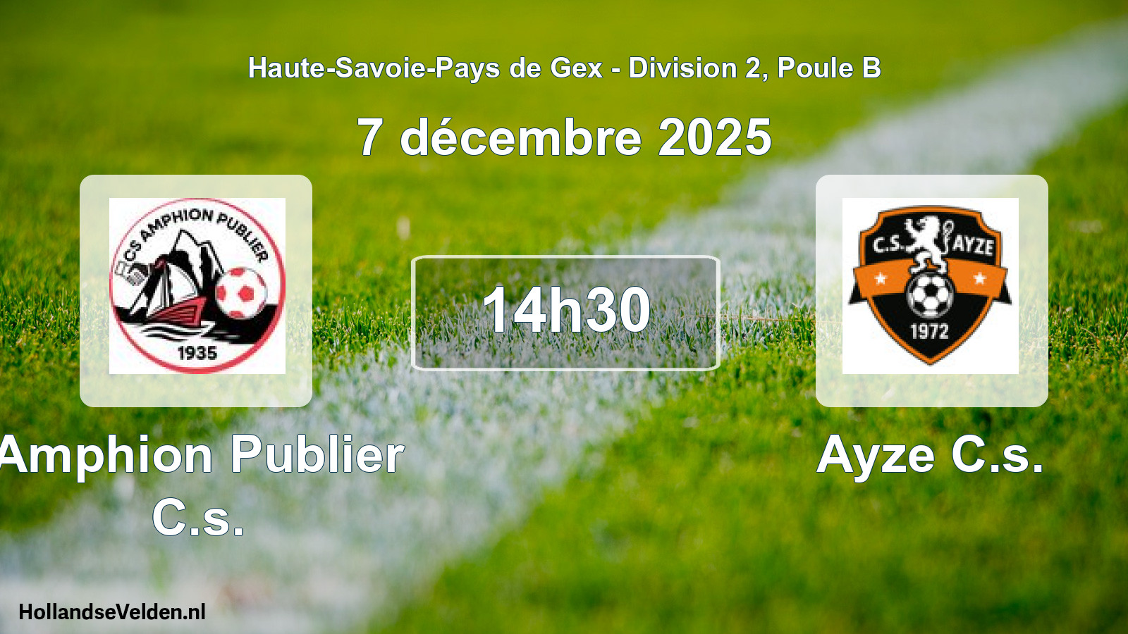 Match programmé: Amphion Publier C.s. - Ayze C.s. (7 décembre 2025)