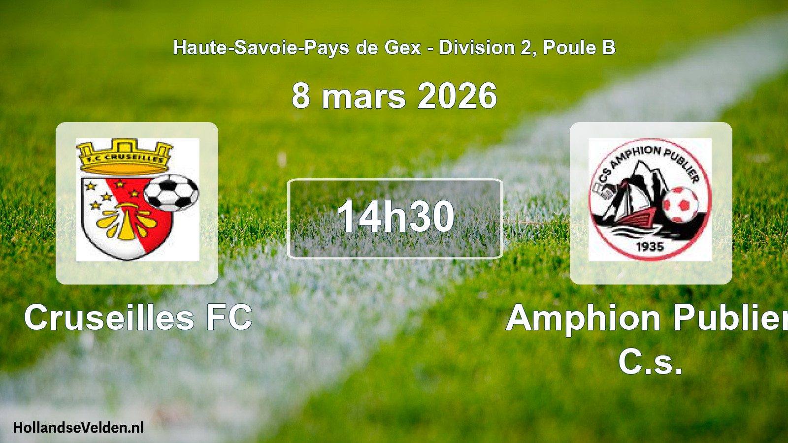 Match programmé: Cruseilles FC - Amphion Publier C.s. (8 mars 2026)