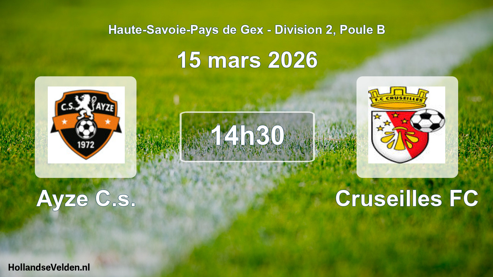 Match programmé: Ayze C.s. - Cruseilles FC (15 mars 2026)
