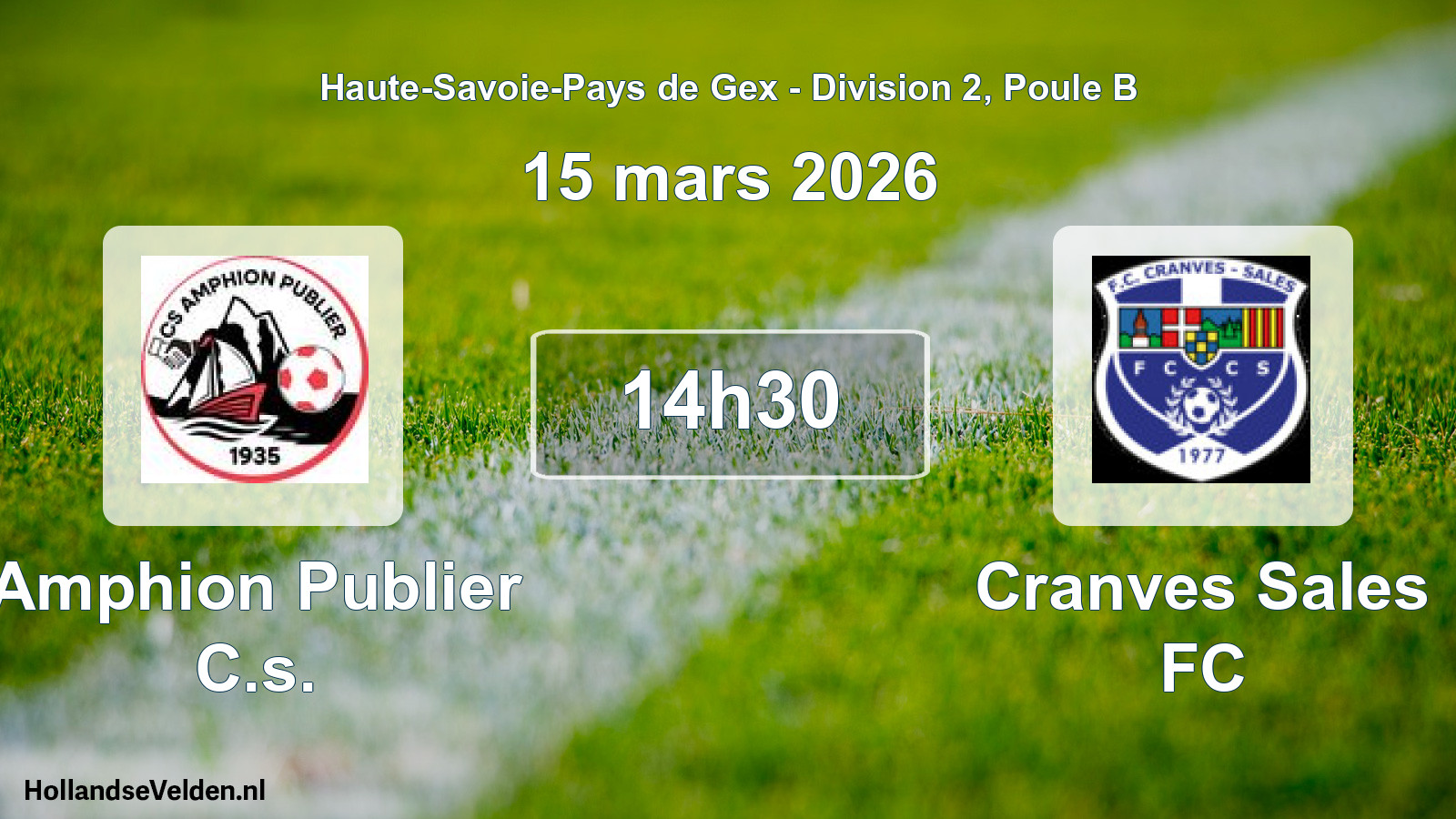 Match programmé: Amphion Publier C.s. - Cranves Sales FC (15 mars 2026)
