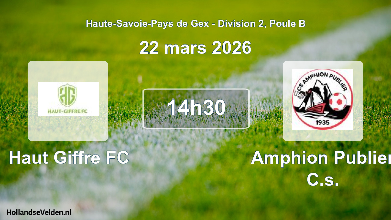 Geplande wedstrijd: Haut Giffre FC - Amphion Publier C.s. (22 maart 2026)