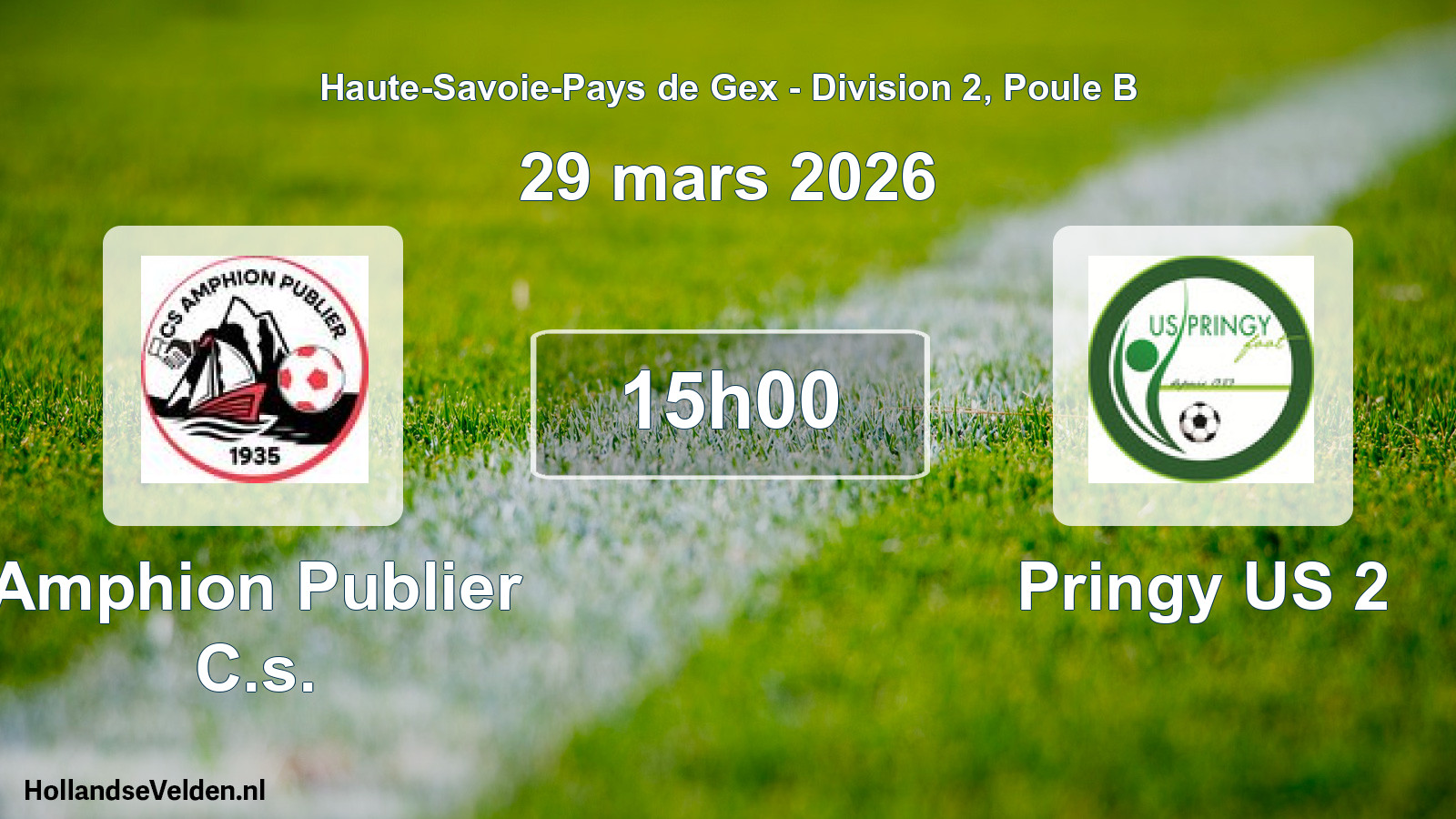 Match programmé: Amphion Publier C.s. - Pringy US 2 (29 mars 2026)