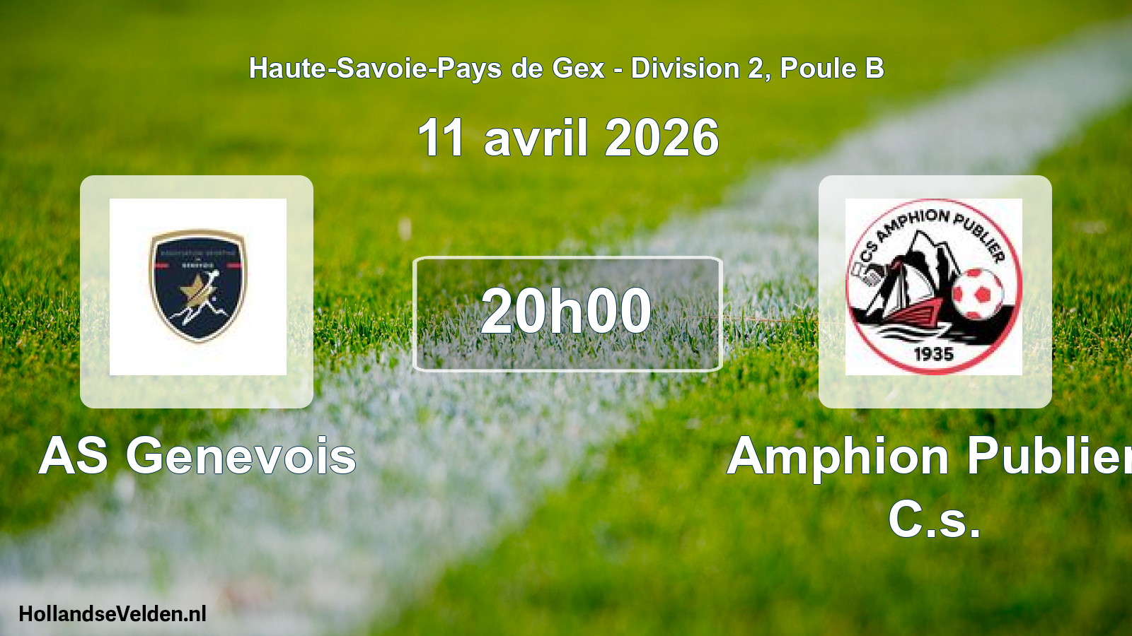 Match programmé: AS Genevois - Amphion Publier C.s. (11 avril 2026)