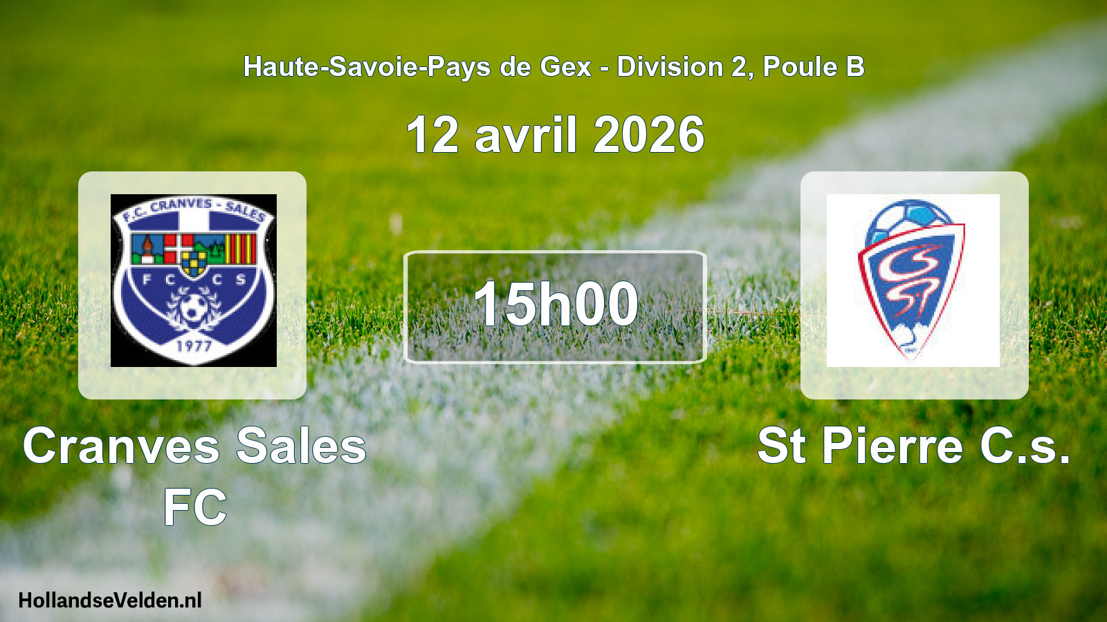 Geplande wedstrijd: Cranves Sales FC - St Pierre C.s. (12 april 2026)