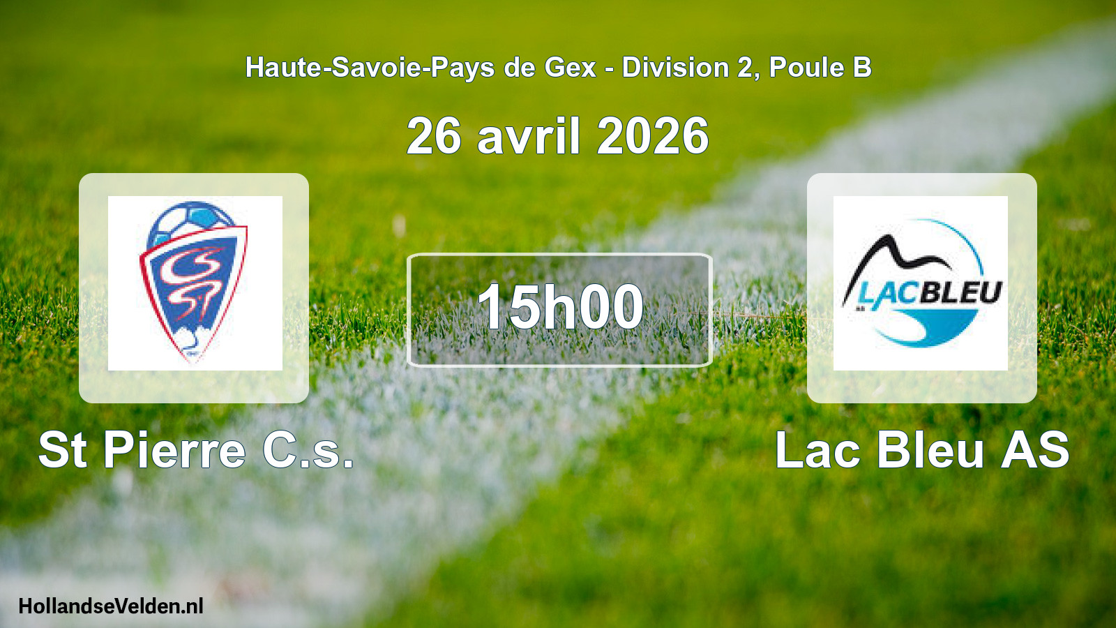 Match programmé: St Pierre C.s. - Lac Bleu AS (26 avril 2026)