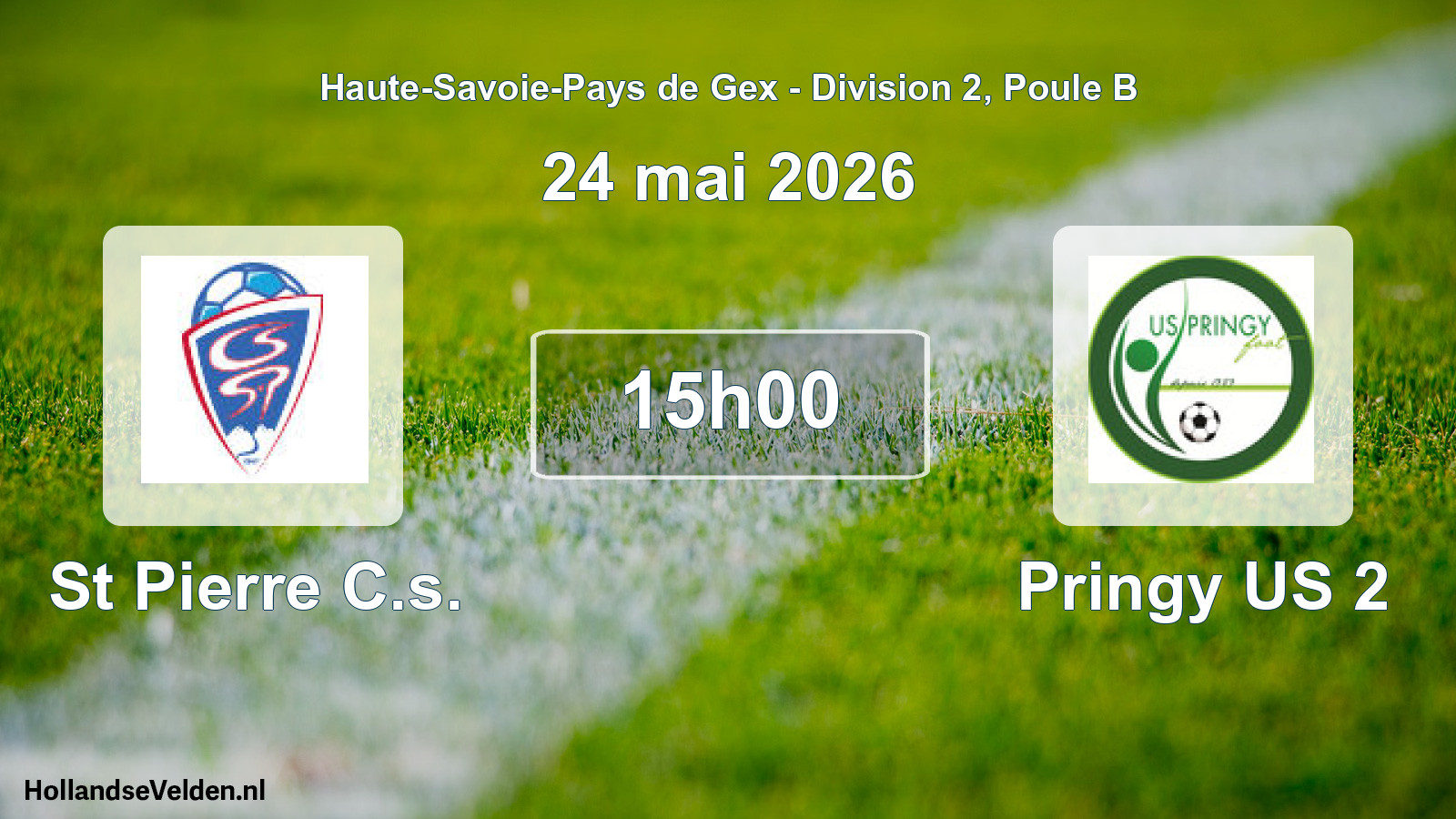 Match programmé: St Pierre C.s. - Pringy US 2 (24 mai 2026)