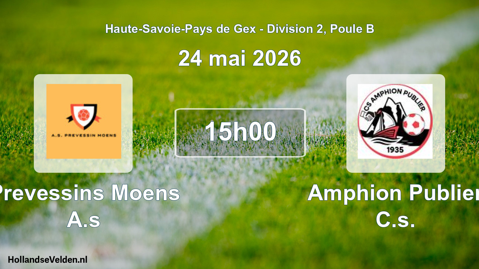 Scheduled Match: Prevessins Moens A.s - Amphion Publier C.s. (24 May 2026)