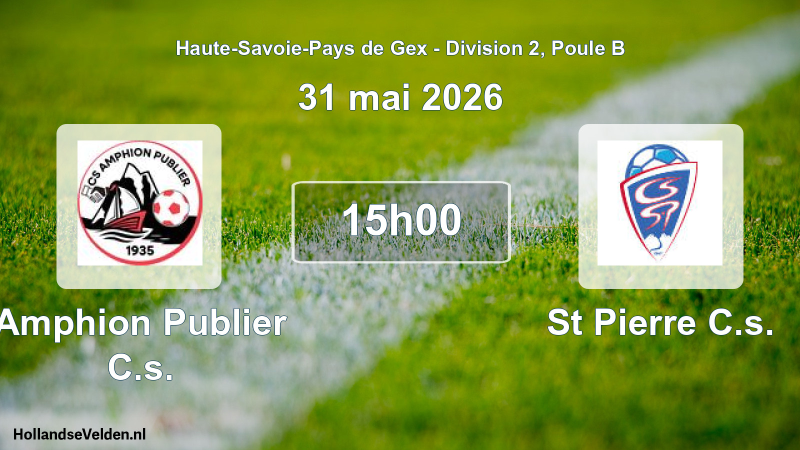 Match programmé: Amphion Publier C.s. - St Pierre C.s. (31 mai 2026)
