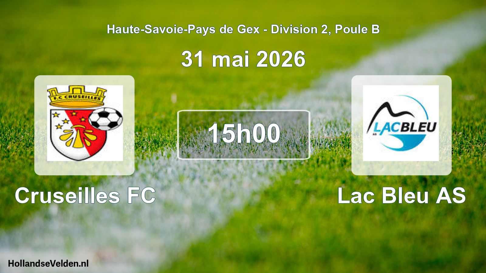 Match programmé: Cruseilles FC - Lac Bleu AS (31 mai 2026)
