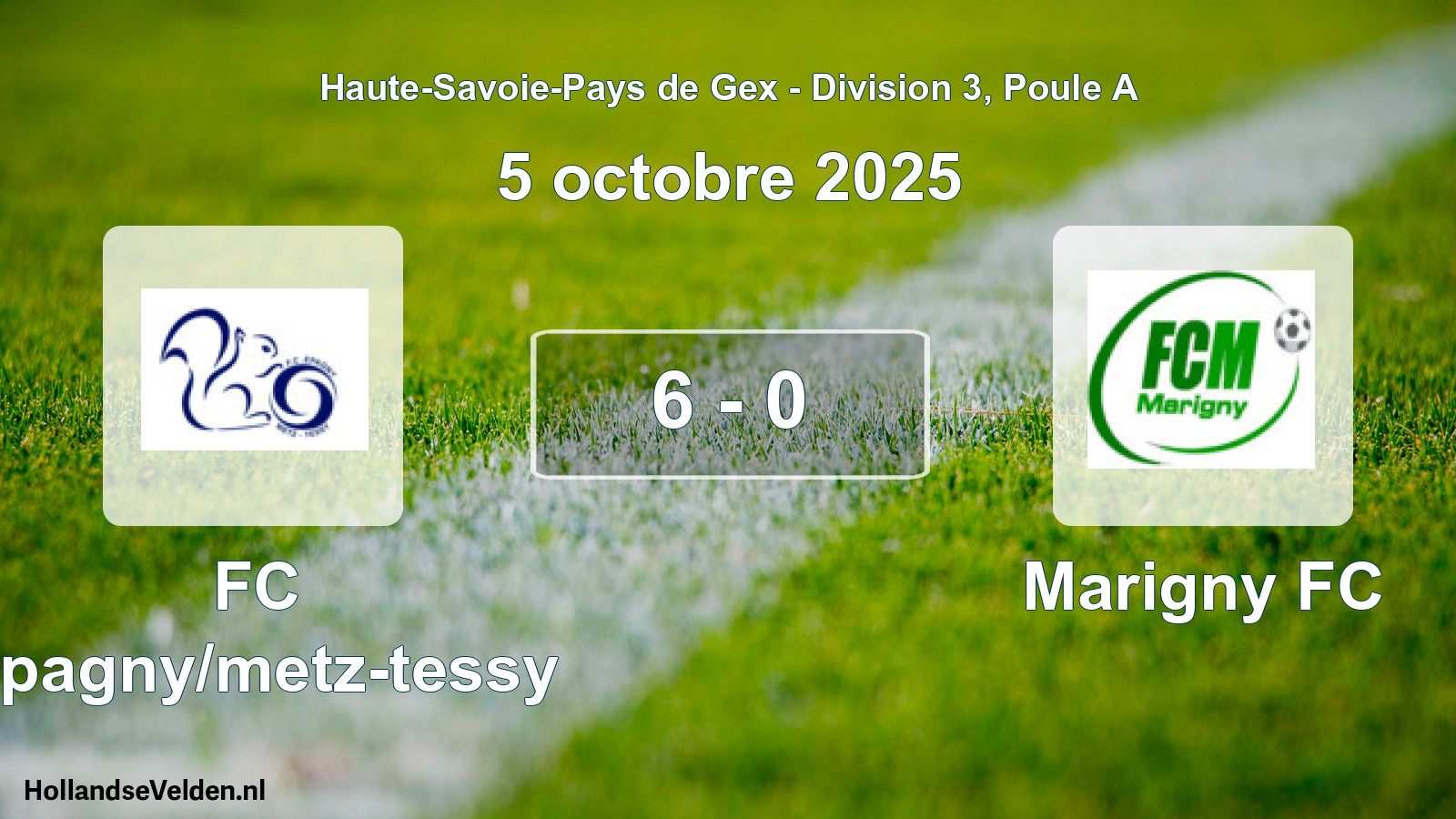 Gespeelde wedstrijd: FC Epagny/metz-tessy - Marigny FC 6 - 0 (5 oktober 2025)