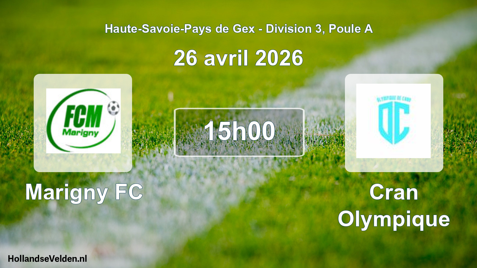 Geplande wedstrijd: Marigny FC - Cran Olympique (26 april 2026)