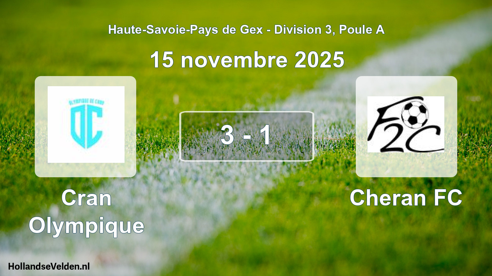 Match joué: Cran Olympique - Cheran FC 3 - 1 (15 novembre 2025)