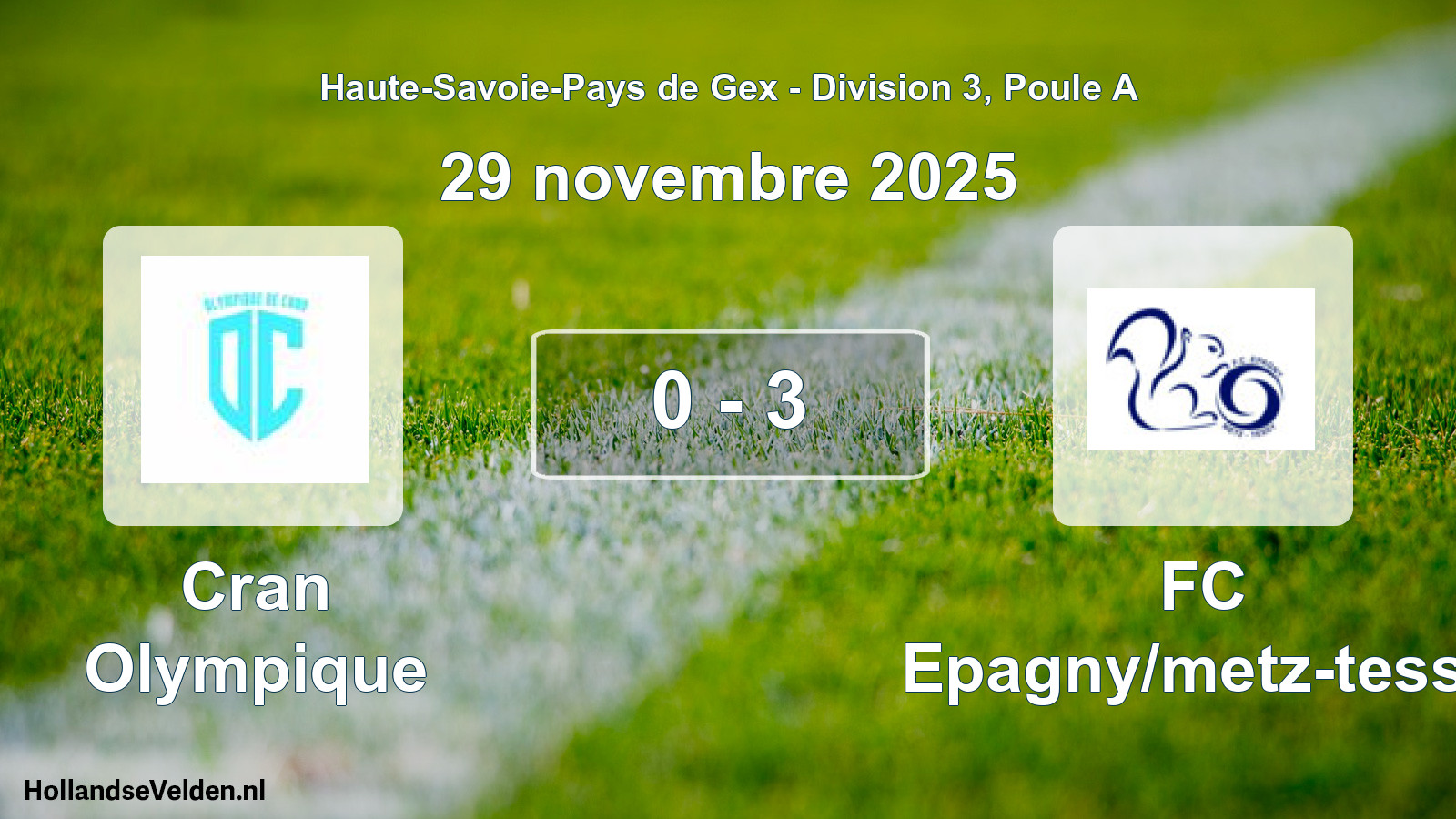 Gespeelde wedstrijd: Cran Olympique - FC Epagny/metz-tessy 0 - 3 (29 november 2025)