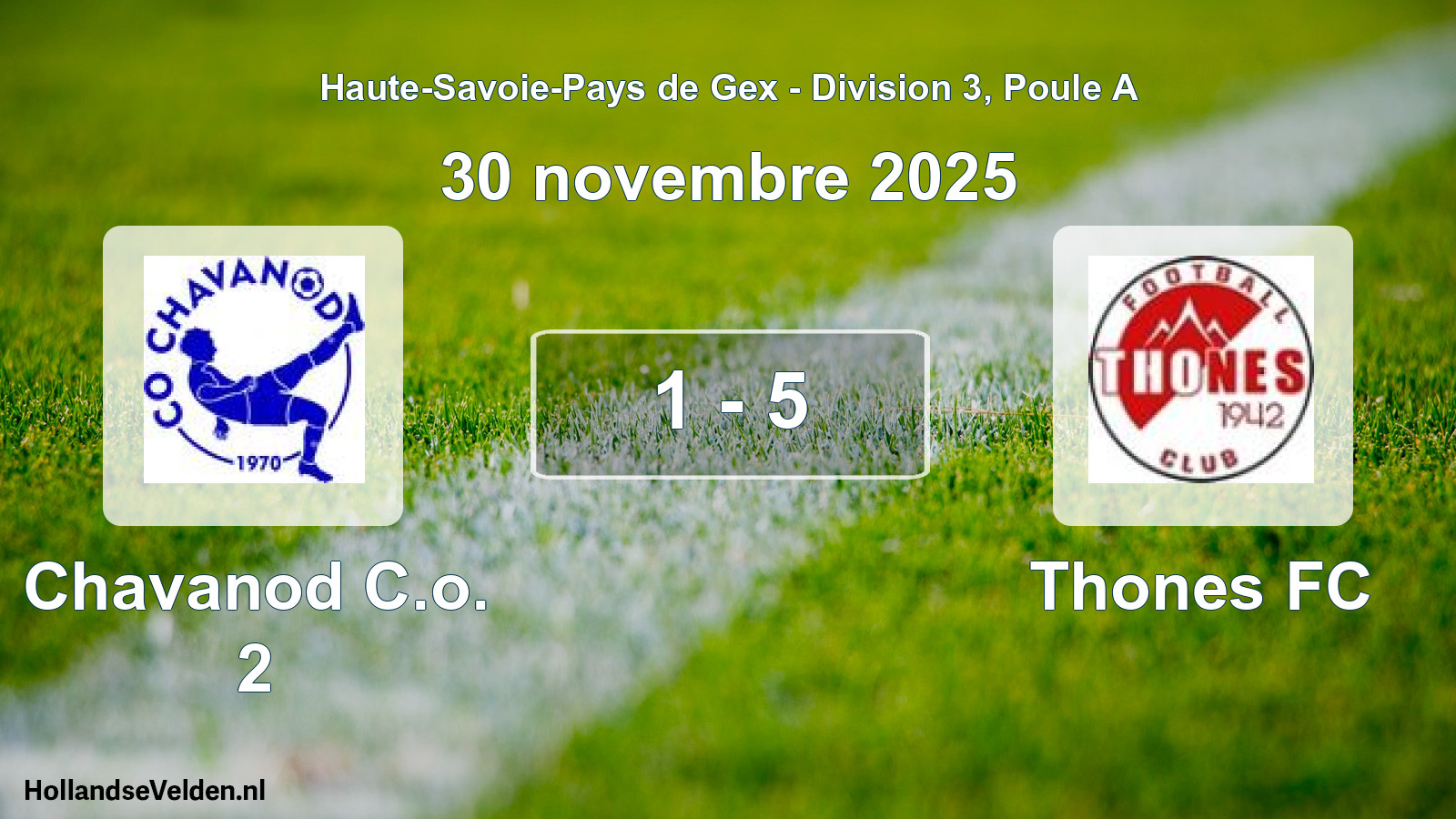 Gespeelde wedstrijd: Chavanod C.o. 2 - Thones FC 1 - 5 (30 november 2025)