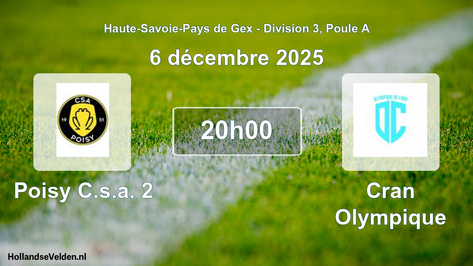 Match programmé: Poisy C.s.a. 2 - Cran Olympique (6 décembre 2025)