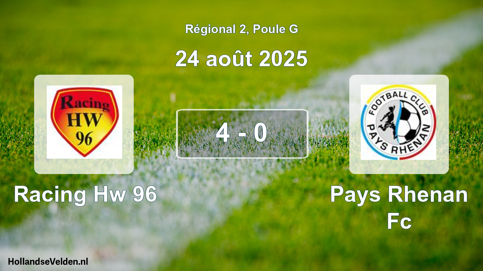 Gespeelde wedstrijd: Racing Hw 96 - Pays Rhenan Fc 4 - 0 (24 août 2025)