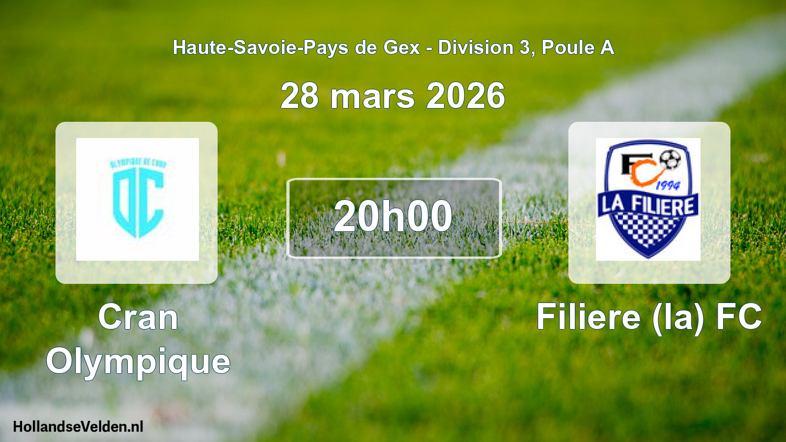 Match programmé: Cran Olympique - Filiere (la) FC (28 mars 2026)