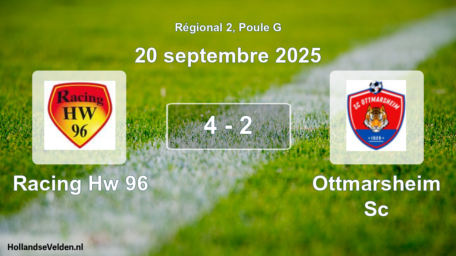Gespeelde wedstrijd: Racing Hw 96 - Ottmarsheim Sc 4 - 2 (20 septembre 2025)