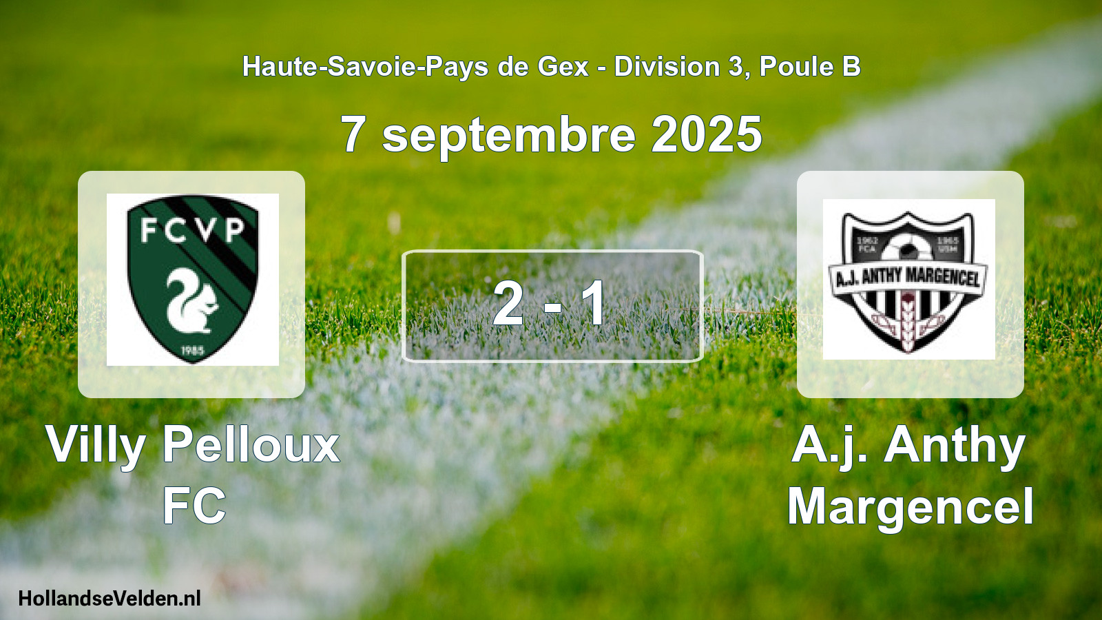 Total number of matches played: Villy Pelloux FC - A.j. Anthy Margencel 2 - 1 (7 September 2025)