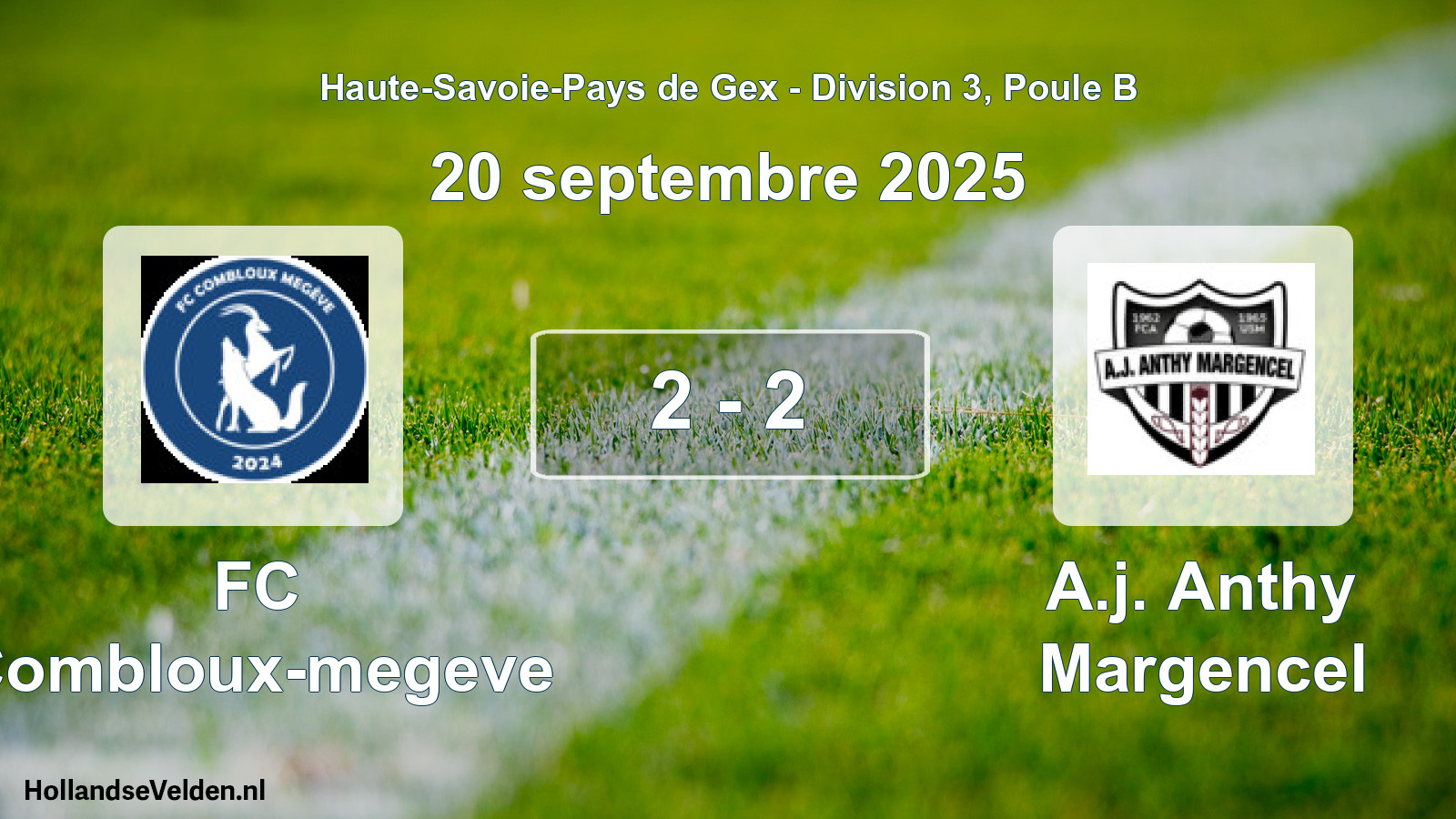 Gespeelde wedstrijd: FC Combloux-megeve - A.j. Anthy Margencel 2 - 2 (20 september 2025)