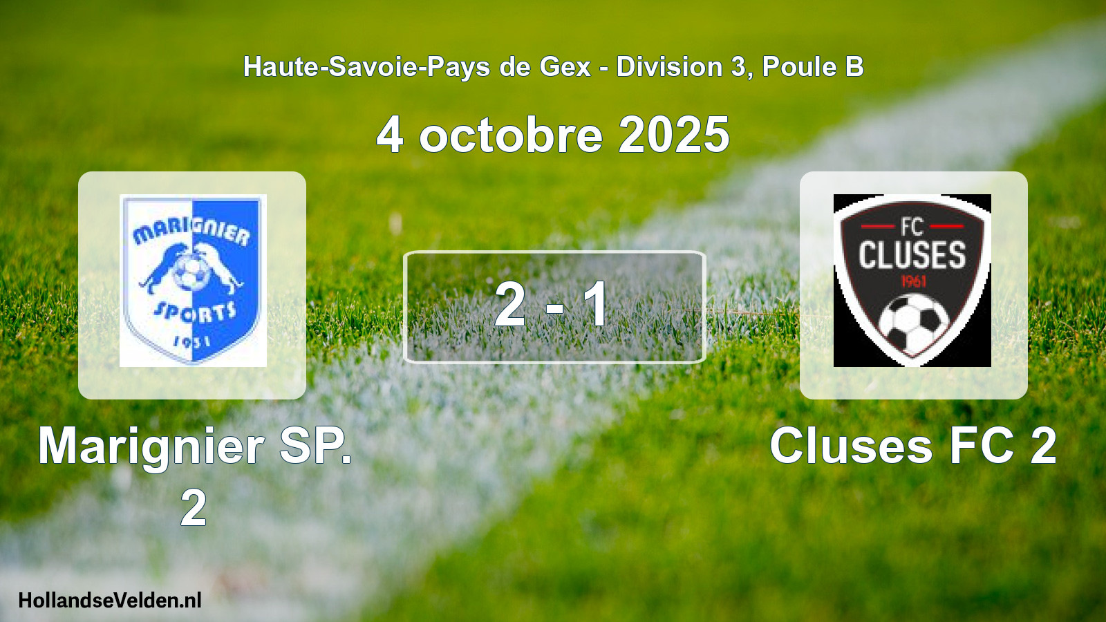 Gespeelde wedstrijd: Marignier SP. 2 - Cluses FC 2 2 - 1 (4 oktober 2025)