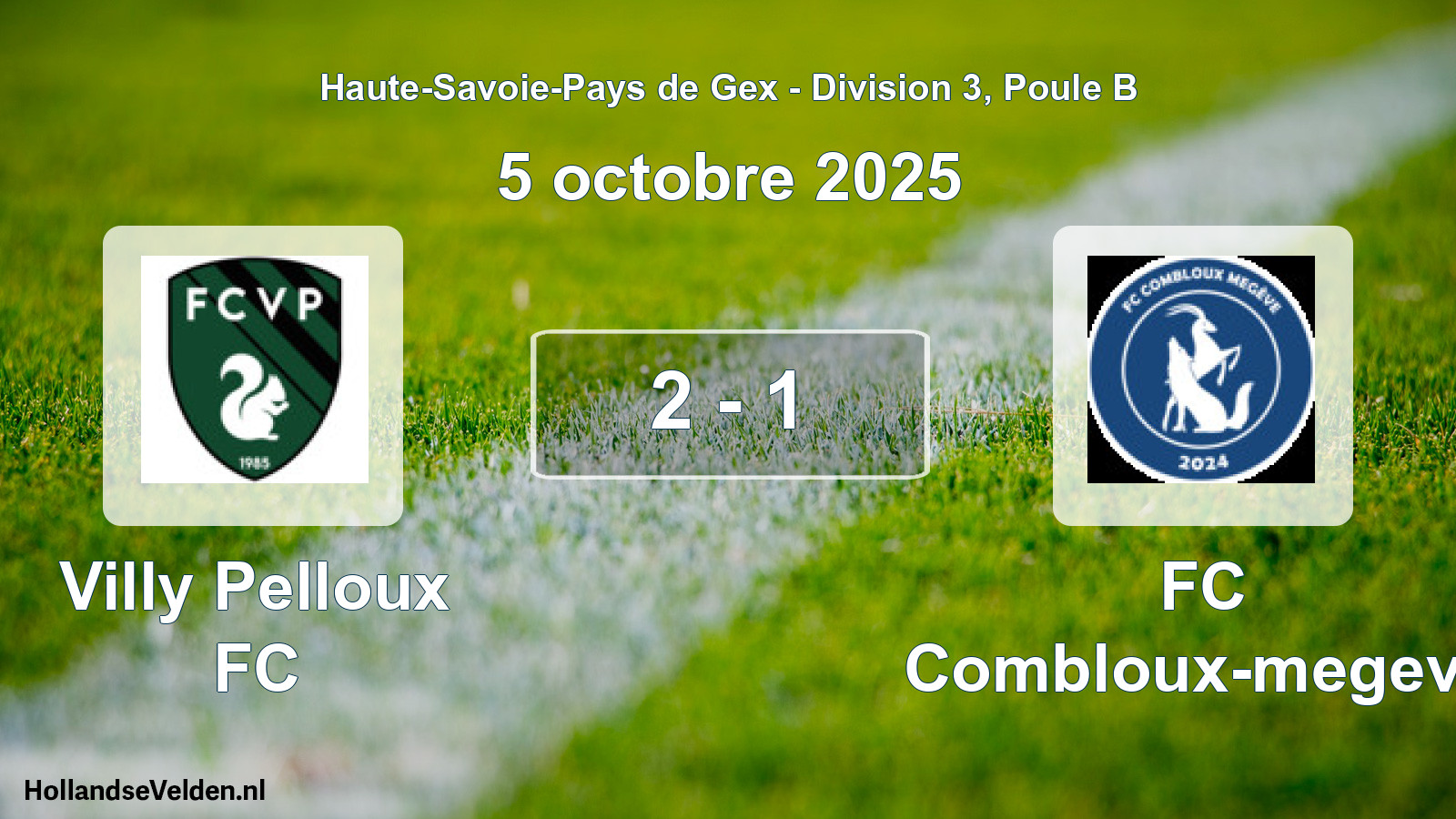 Match joué: Villy Pelloux FC - FC Combloux-megeve 2 - 1 (5 octobre 2025)