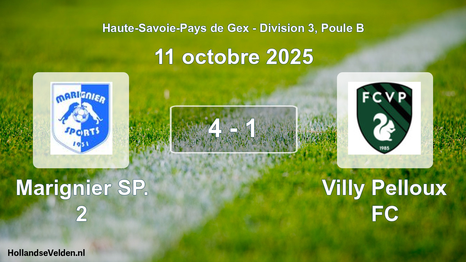 Match joué: Marignier SP. 2 - Villy Pelloux FC 4 - 1 (11 octobre 2025)