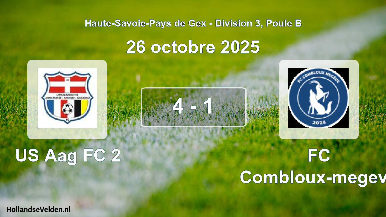 Gespeelde wedstrijd: US Aag FC 2 - FC Combloux-megeve 4 - 1 (26 oktober 2025)