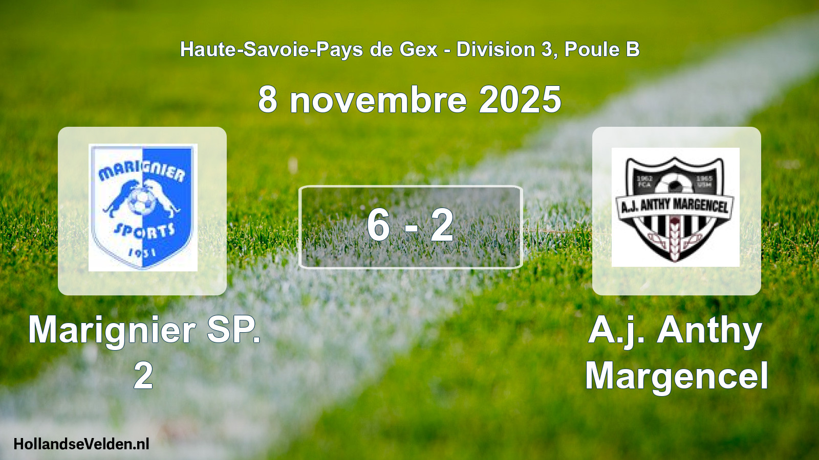 Gespeelde wedstrijd: Marignier SP. 2 - A.j. Anthy Margencel 6 - 2 (8 november 2025)