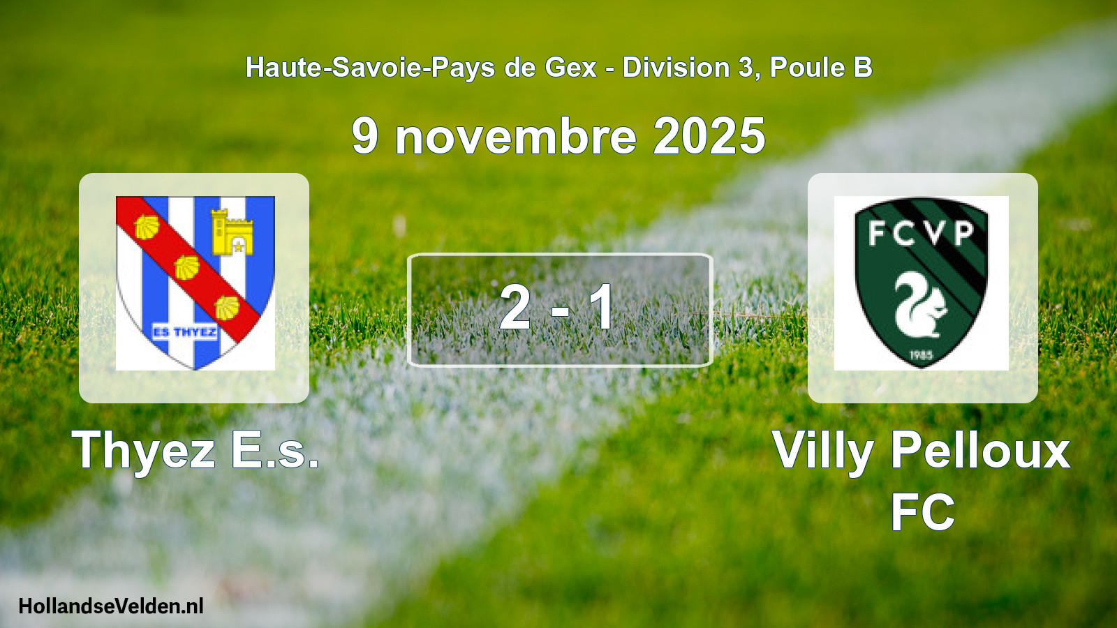 Gespeelde wedstrijd: Thyez E.s. - Villy Pelloux FC 2 - 1 (9 november 2025)