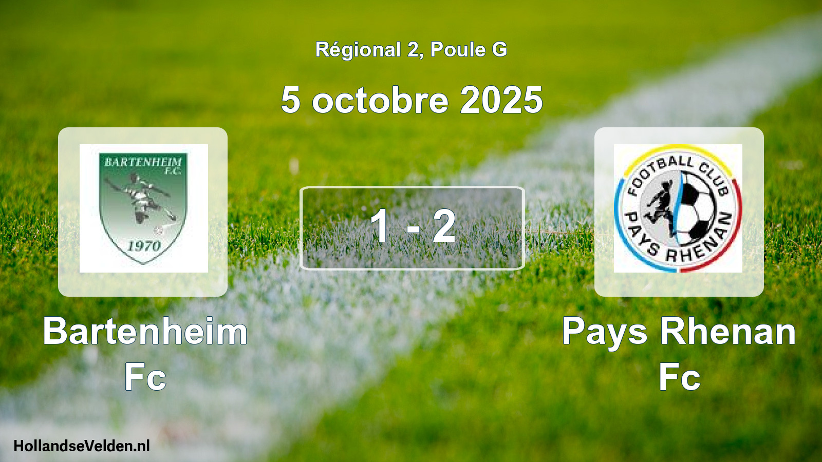 Gespeelde wedstrijd: Bartenheim Fc - Pays Rhenan Fc 1 - 2 (5 octobre 2025)