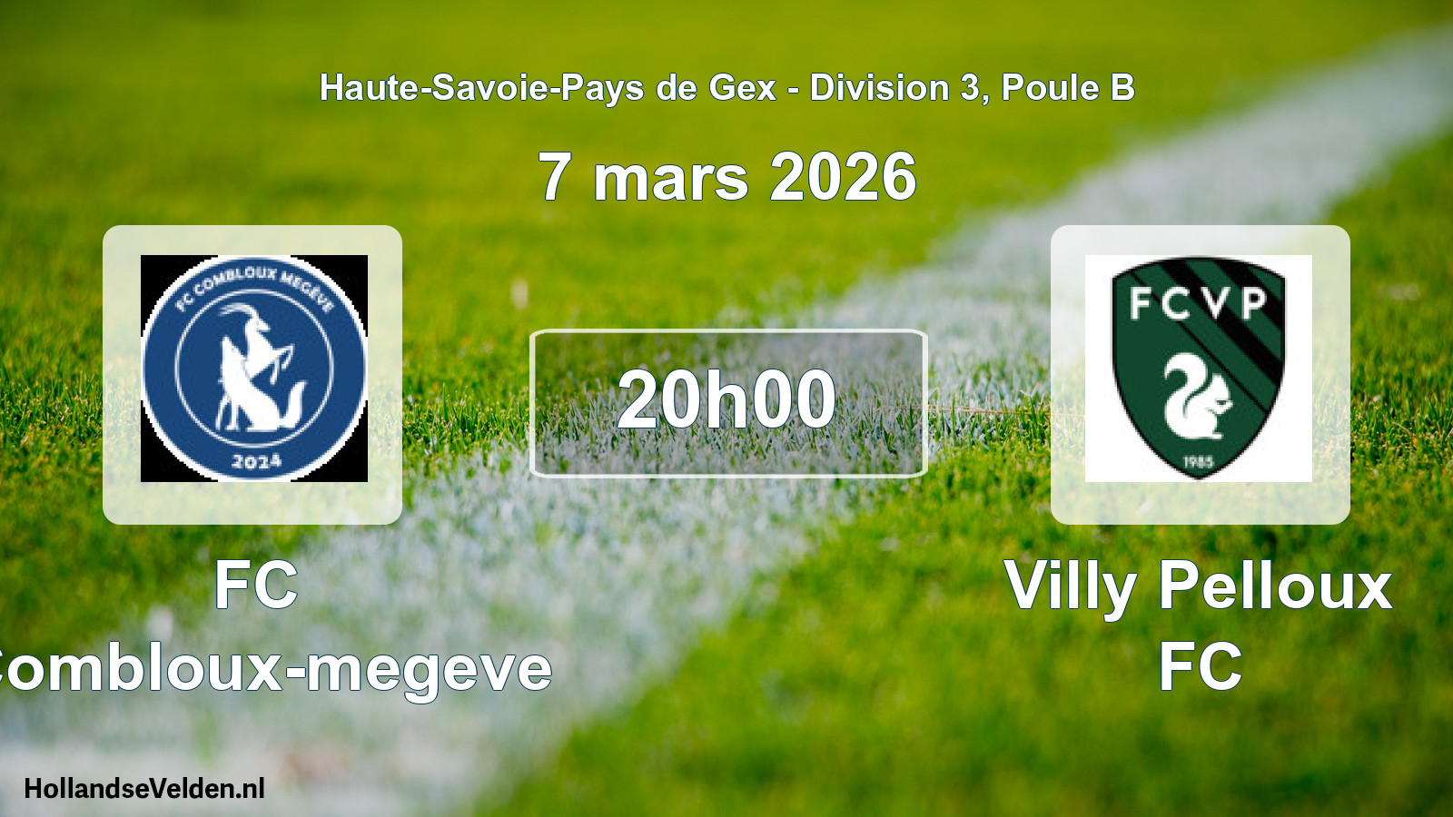Match programmé: FC Combloux-megeve - Villy Pelloux FC (7 mars 2026)