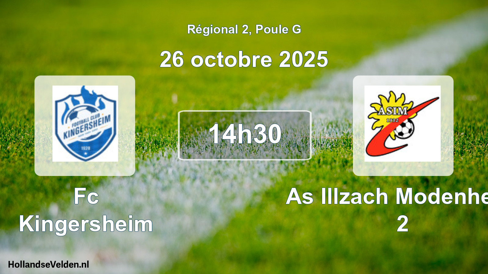 Geplande wedstrijd: Fc Kingersheim - As Illzach Modenheim 2 (26 octobre 2025)