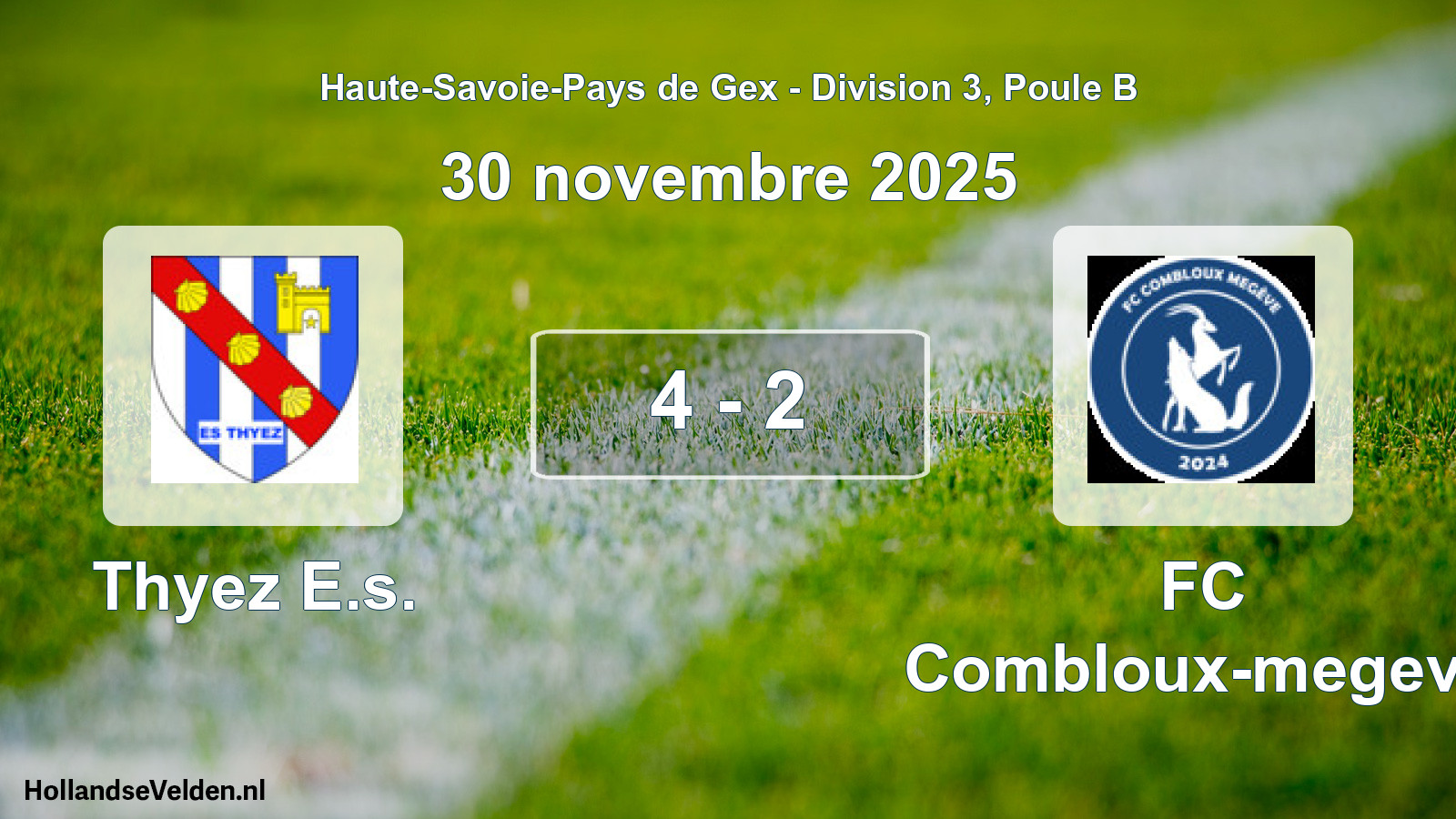Gespeelde wedstrijd: Thyez E.s. - FC Combloux-megeve 4 - 2 (30 november 2025)