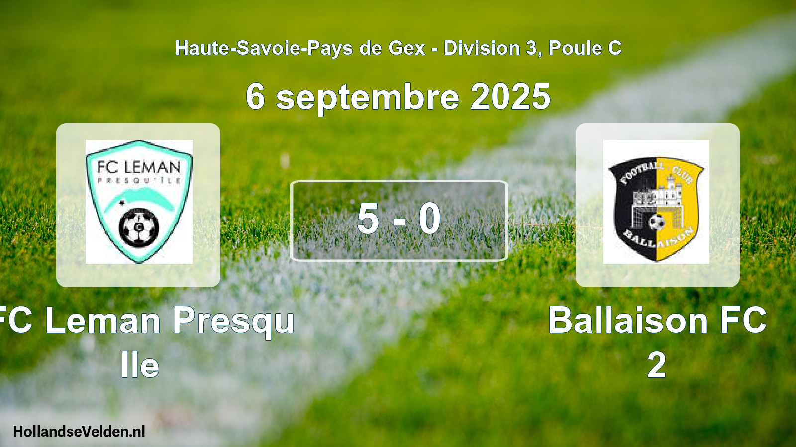 Gespeelde wedstrijd: FC Leman Presqu Ile - Ballaison FC 2 5 - 0 (6 september 2025)